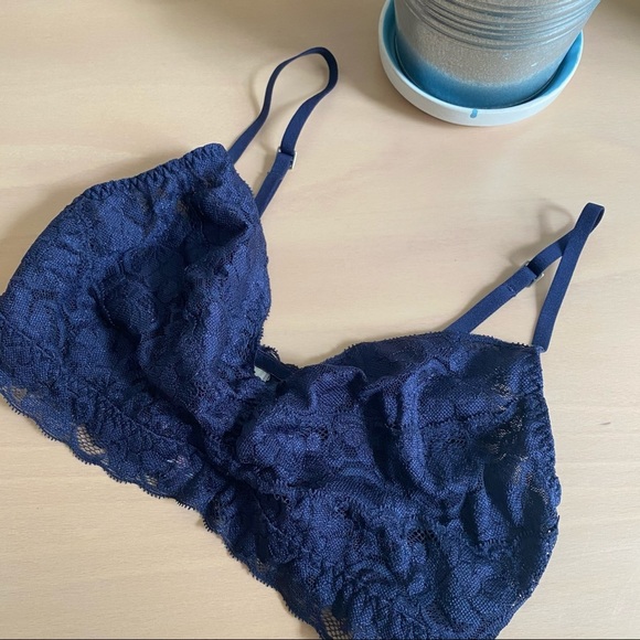 XHILARATION Navy Blue Lace Ruched Lace Bralette - Picture 2 of 4
